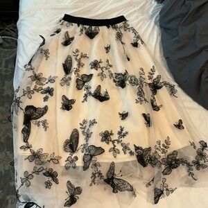 Cream and Black Butterfly Skirt